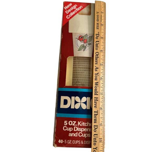 Vintage 1984 Dixie 5 Oz Kitchen Cup Dispenser & Cups Spice Design Collection NOS - Picture 9 of 9